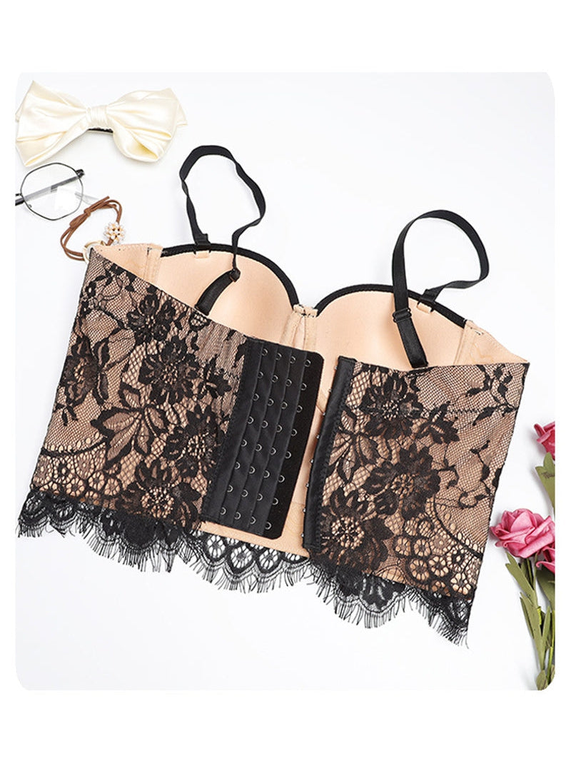 Flower Lace Print Bustier Bralette Top