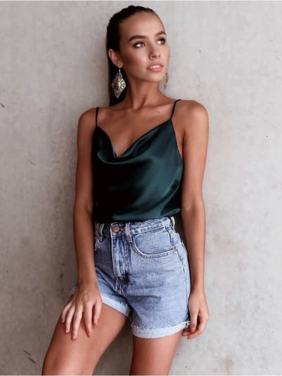 Cowl Neck Spaghetti Strap Cami Top