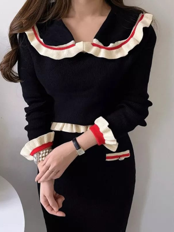 Black Soft Wool Coord Set