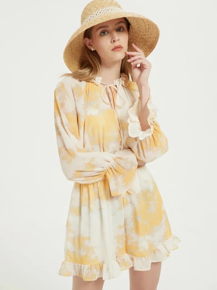 Tie dye Print Chiffon Romper