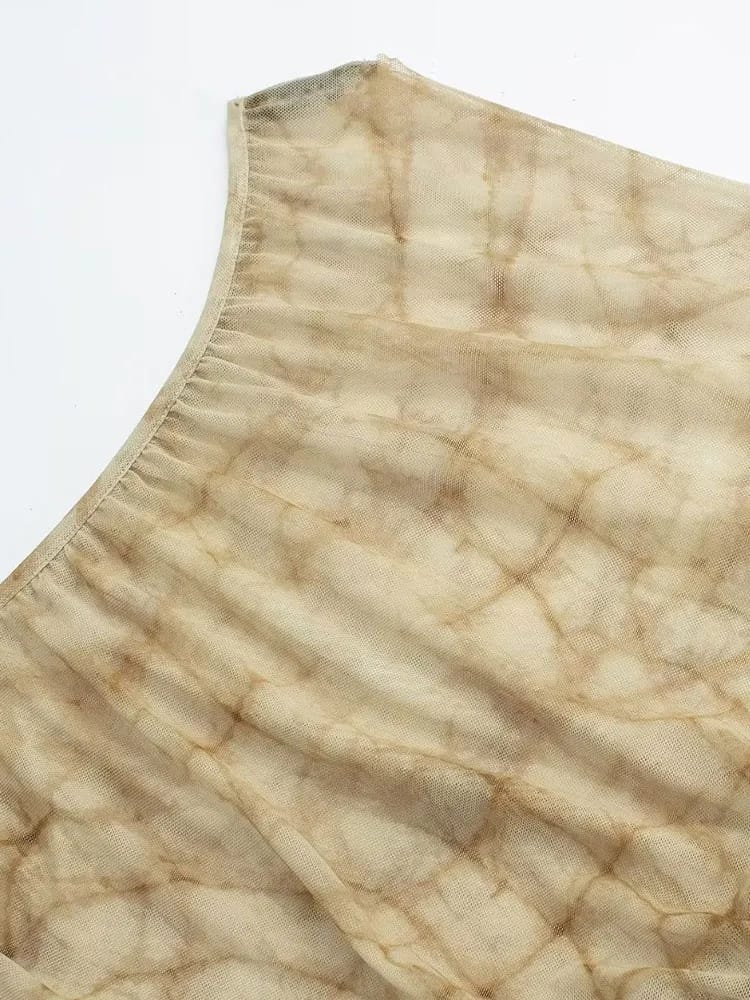 Tie & Dye Ruchet Tulle Mesh Top