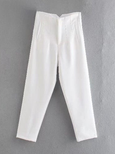 White High Waist Ankle Length Pants