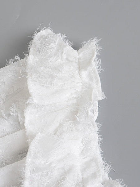 Ruffled Tied off the-Shoulder Elastic Waist Short Dress