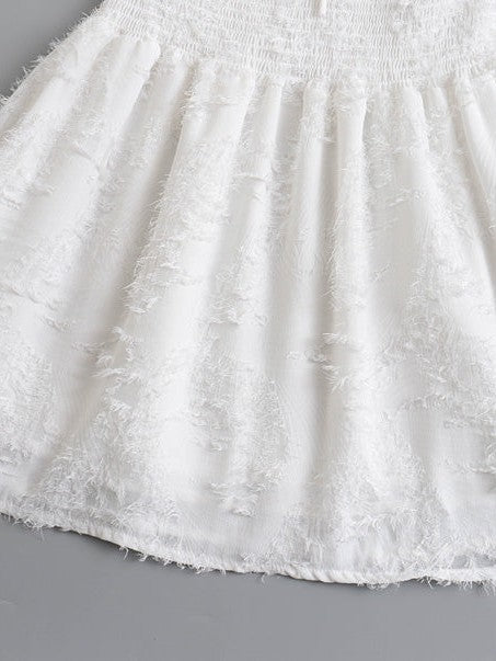 Ruffled Tied off the-Shoulder Elastic Waist Short Dress