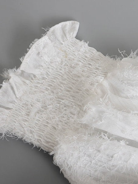 Ruffled Tied off the-Shoulder Elastic Waist Short Dress