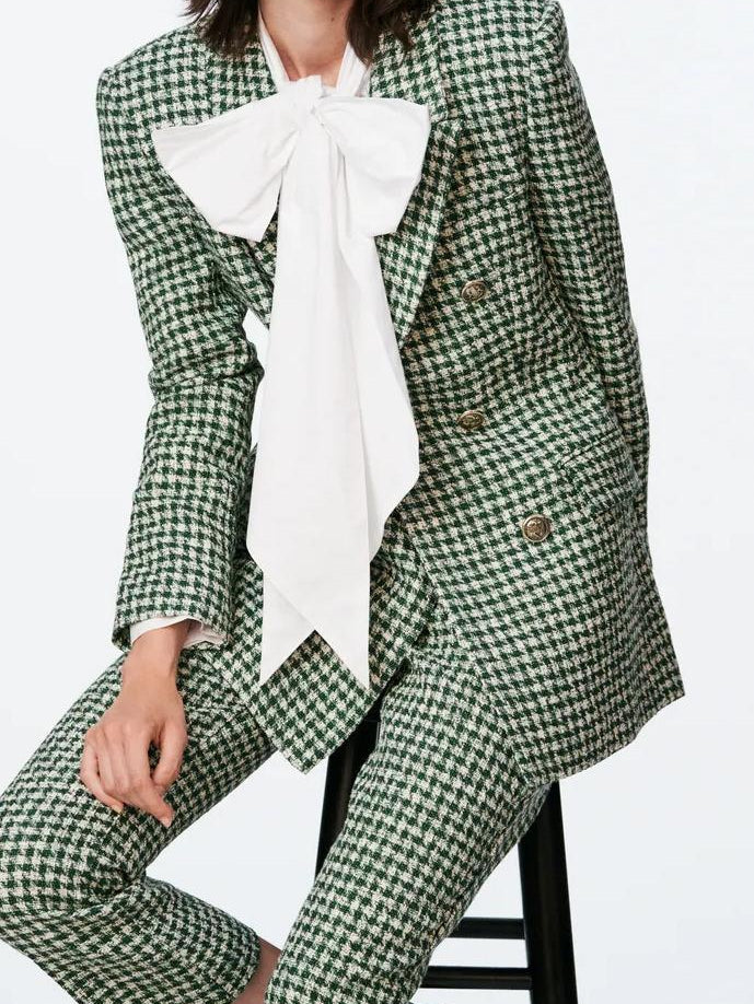 Green Tweed Blazer & Pants Coord Set