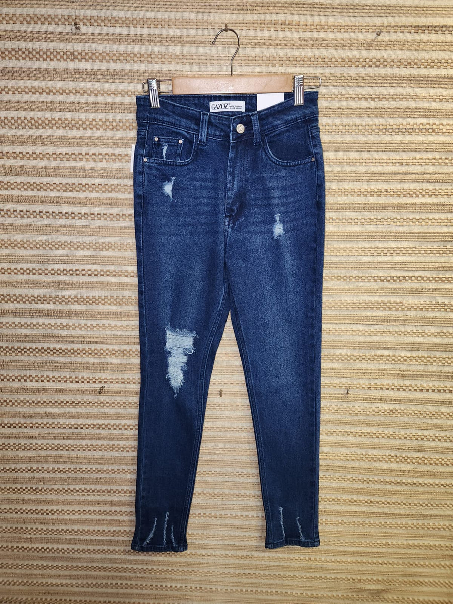 Blue High Waist Narrow Fit Denim Pants
