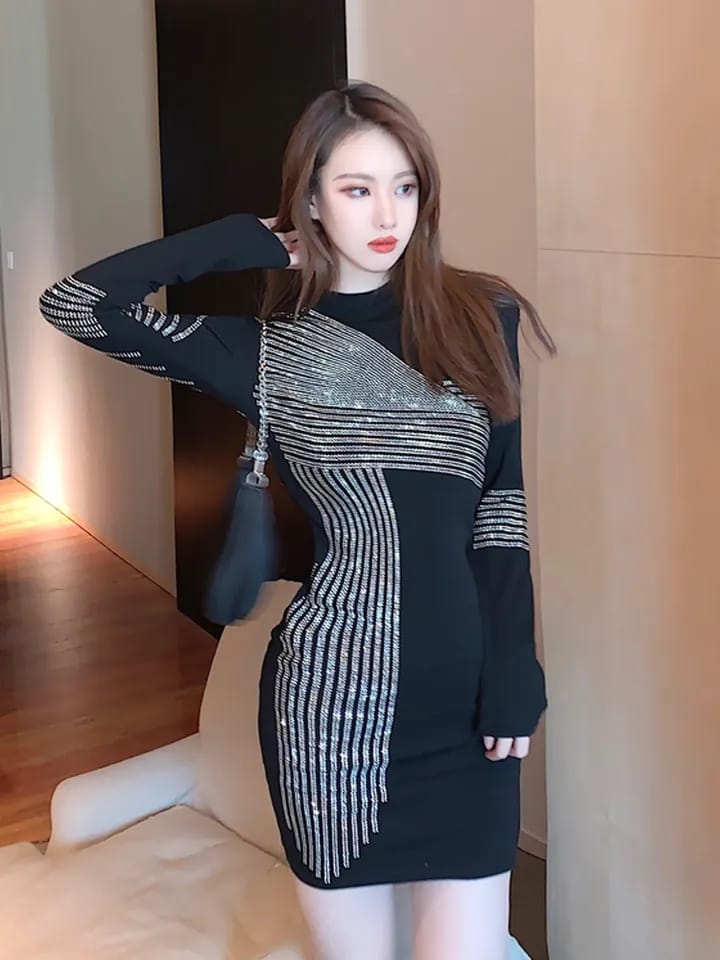 Black Bling Rhinestone Dress