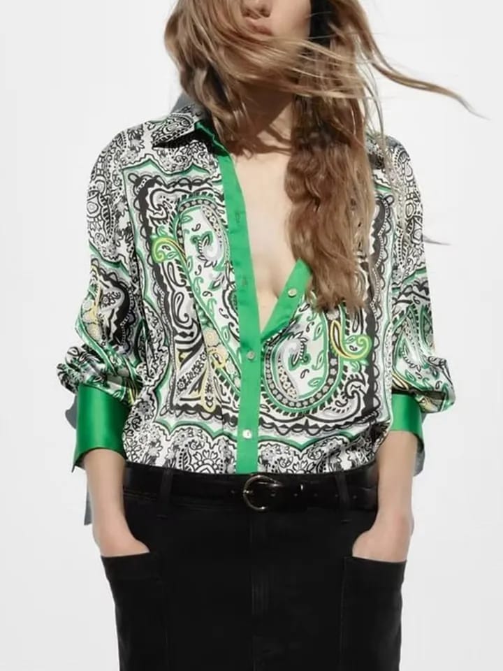 Designer Print Satin Shirt