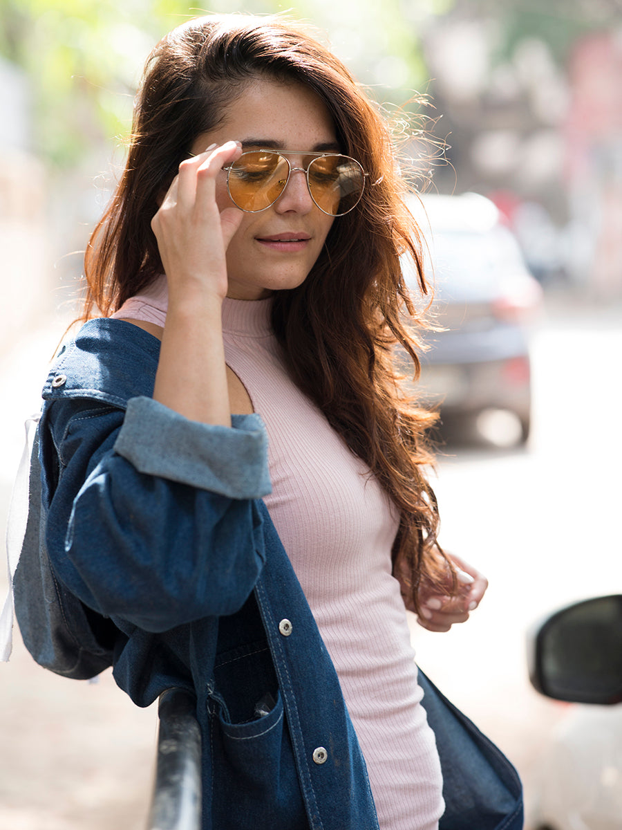 Contrast Top Bar  Sunglasses