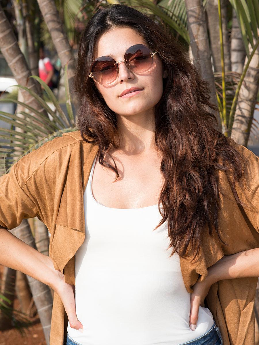 Wave Rimless Sunglasses