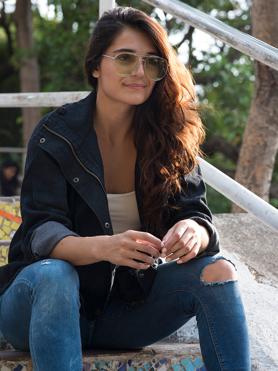 Contrast Top Bar  Sunglasses