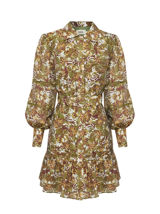 Floral Print Mini Dress with Belt