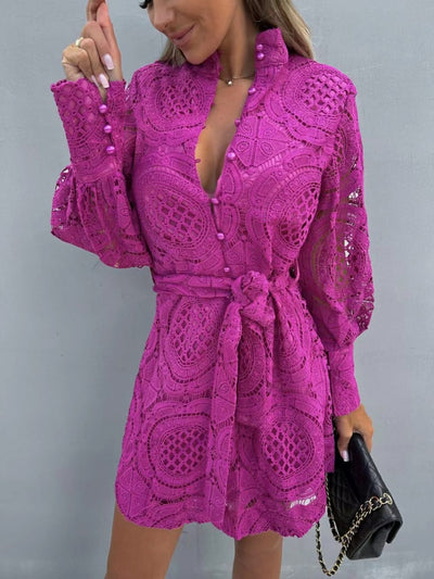 Crochet Short Dress with Belt