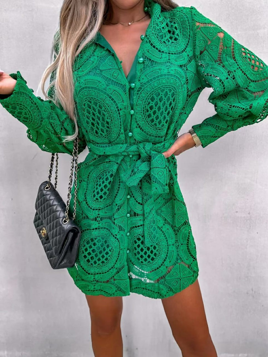 Crochet Short Dress with Belt