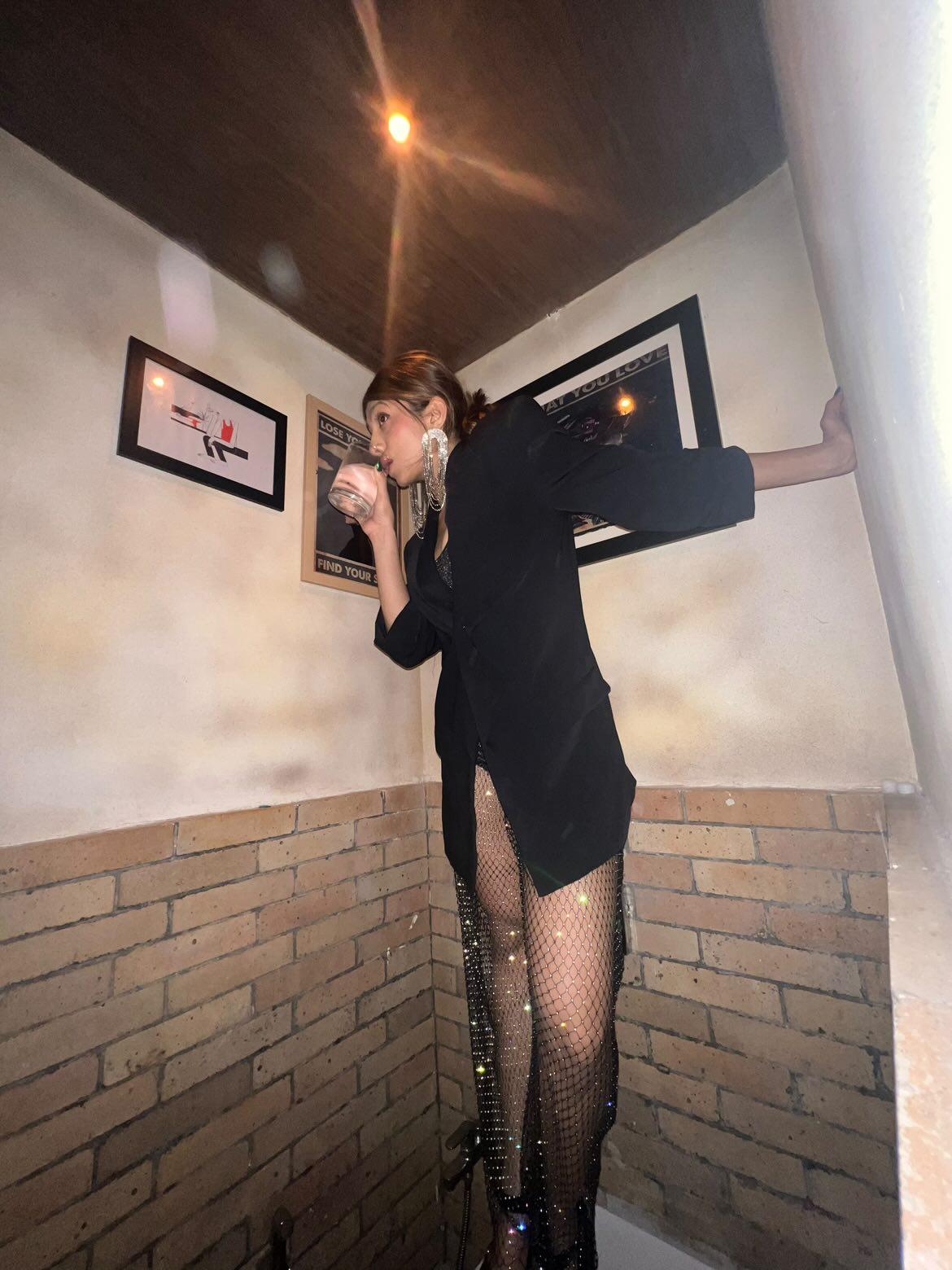 Rhinestone Diamond Studded Wide Leg Pants