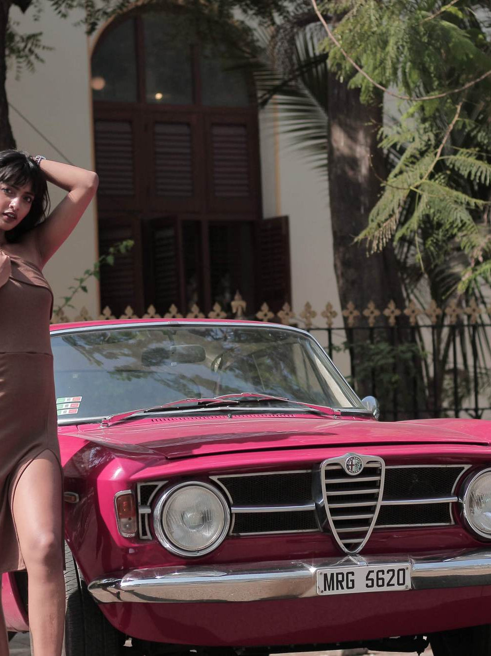 Shimmer One Shoulder Slit Dress