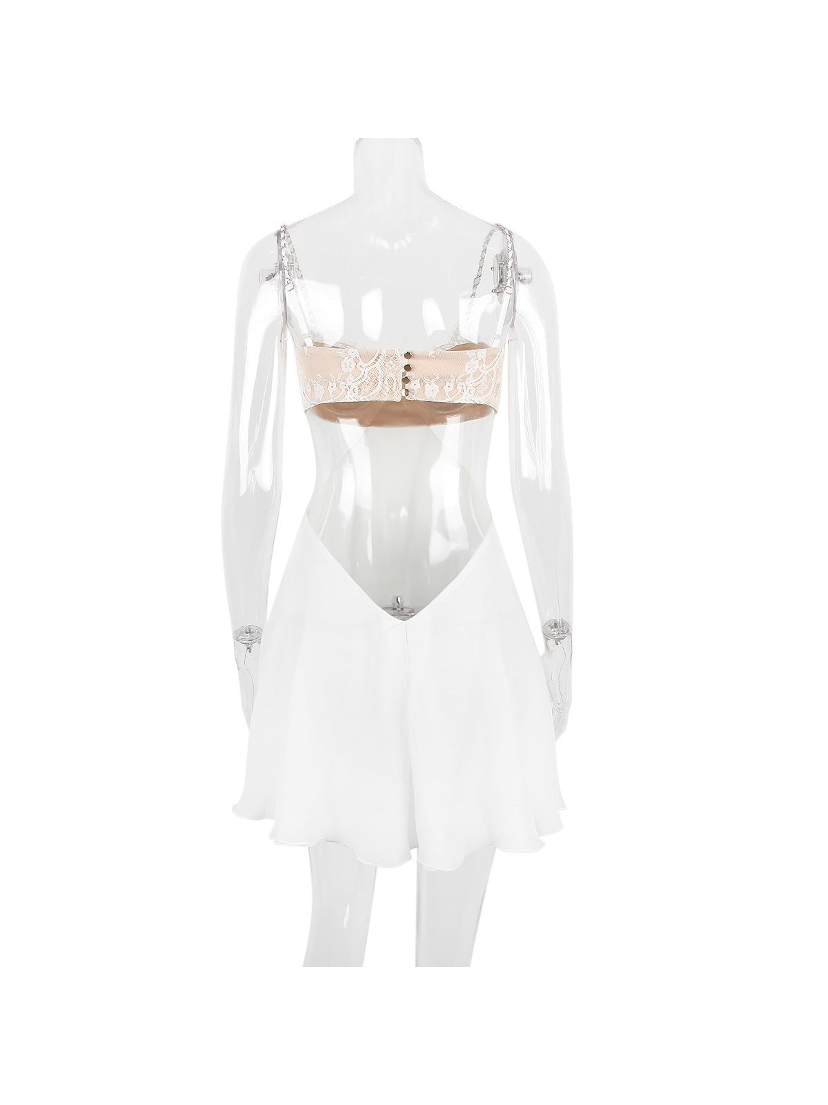 Lace Cropped Hollow out Cutout Backless Dress