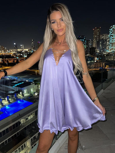 Hollow-out Camisole Chain Design Dress