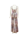Cutout Suspender Ear Print Loose Fitting Cropped Maxi Dress