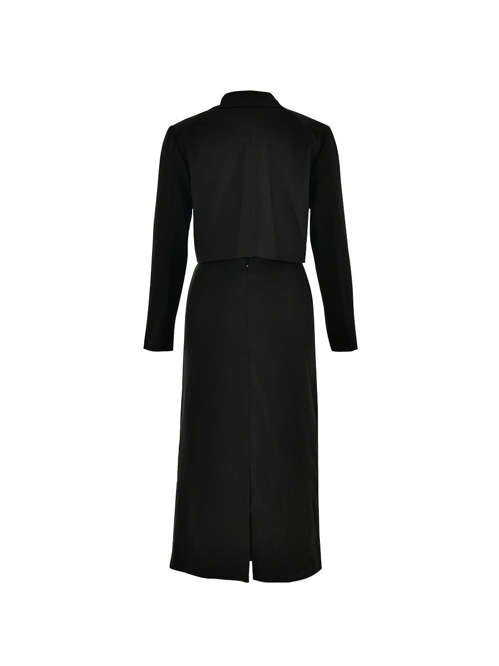 V Neck Short Blazer & Slit Skirt Coord Set