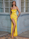 Yellow High Split Long Backless Tube Top Dress
