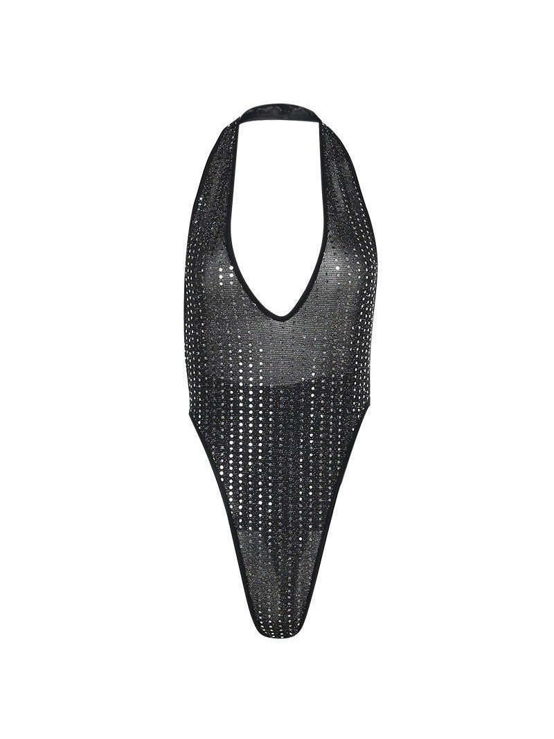 Halterneck Sequined Thin Glittering Bodysuit