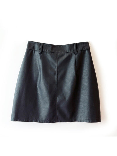 High Waist A line Faux Leather Skirt