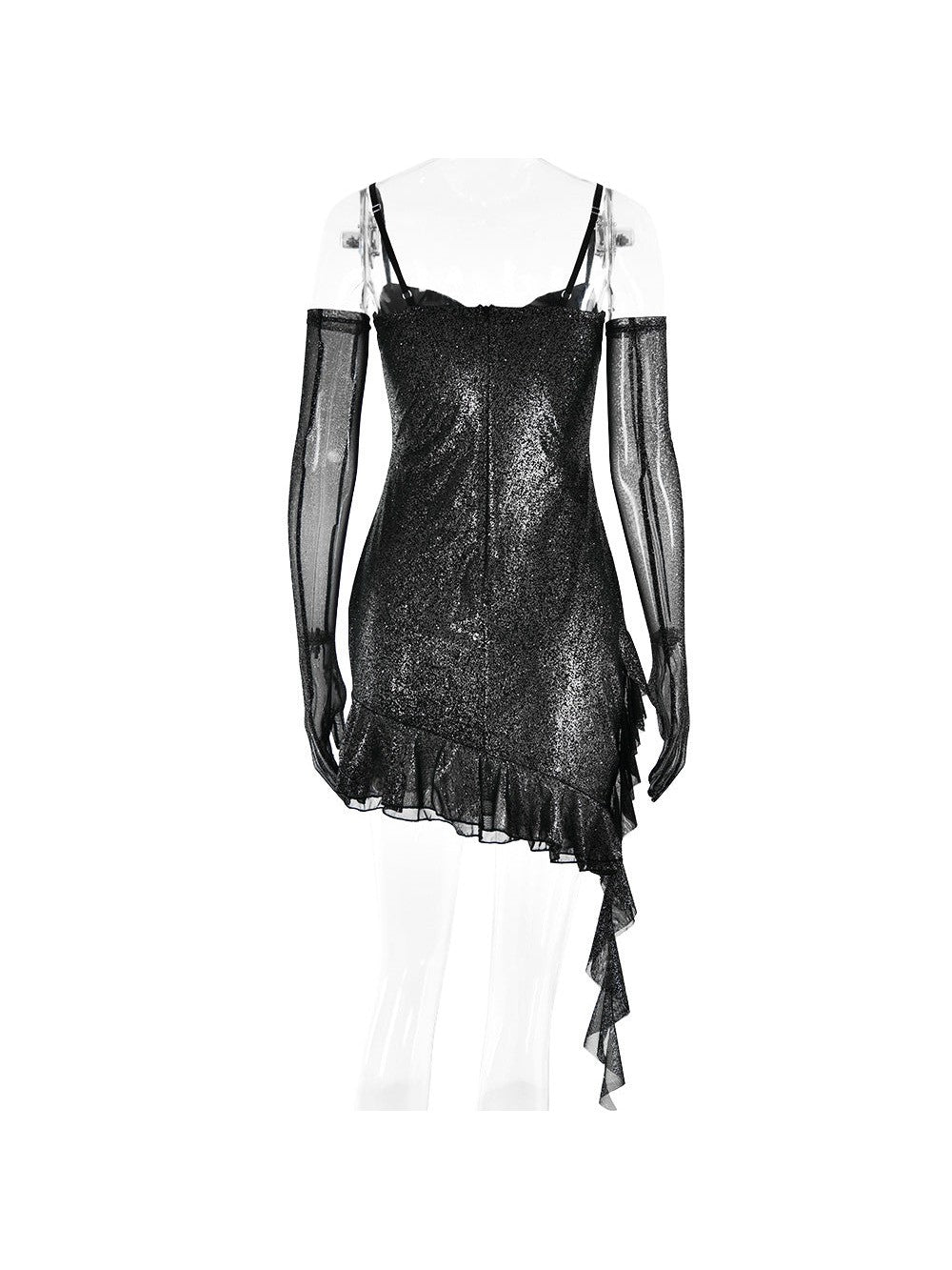 Mesh Silver Strap Tube Top Backless Hip Dress