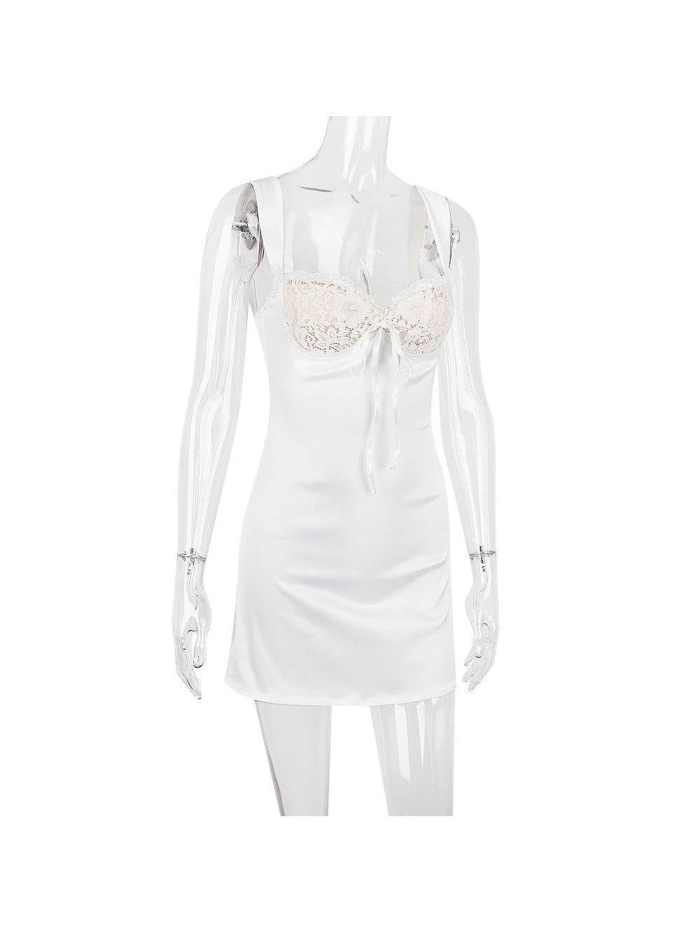 Deep V Plunge Plunge Halterneck Backless White Dress