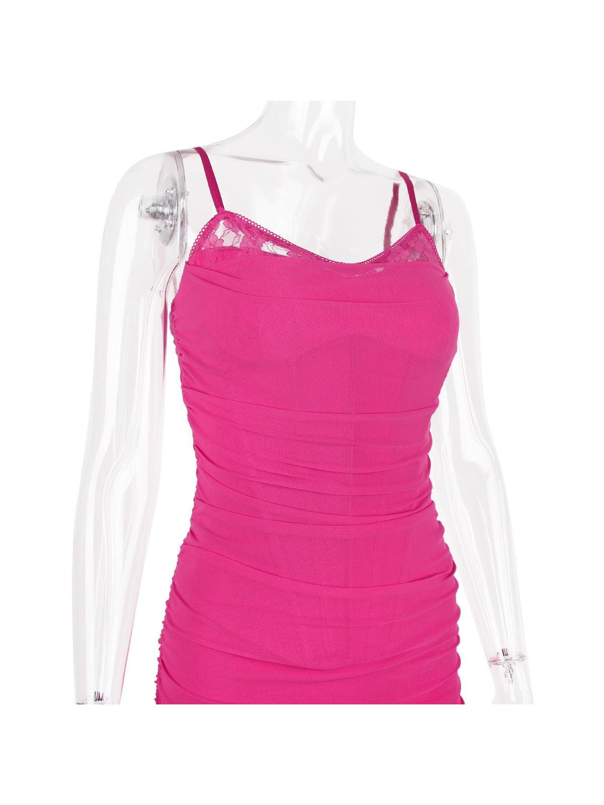 Boning Corset Mesh Lace Stitching  Split Maxi Dress