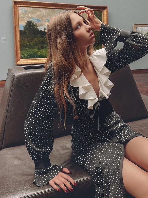 Polka Dot French Floral Hepburn Dress