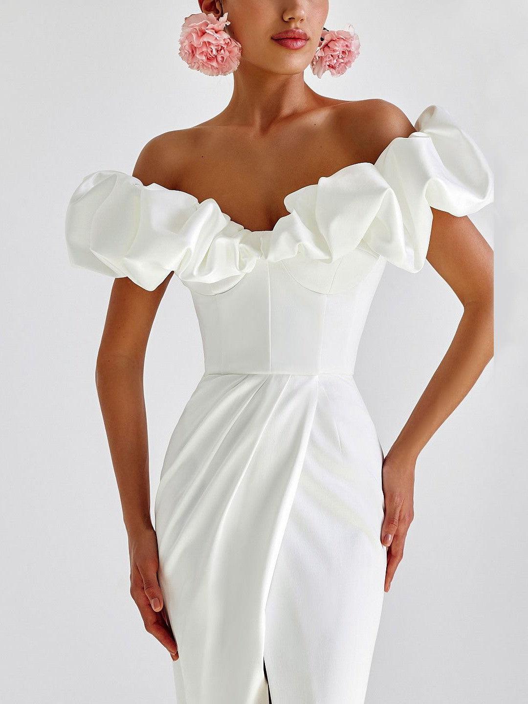 Off Shoulder Tube Top Ruffled Dress