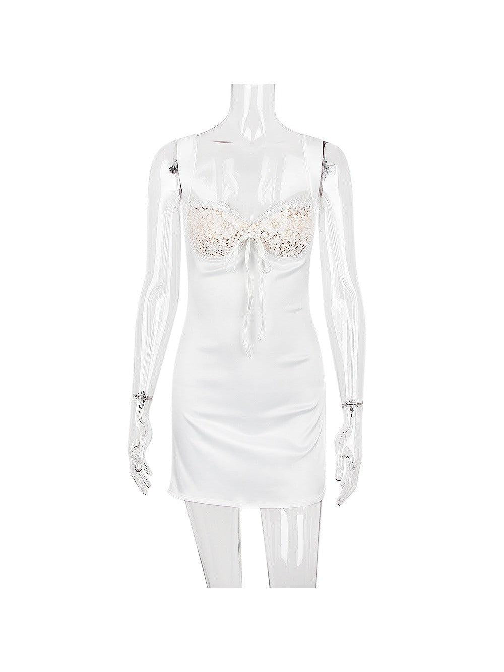 Deep V Plunge Plunge Halterneck Backless White Dress