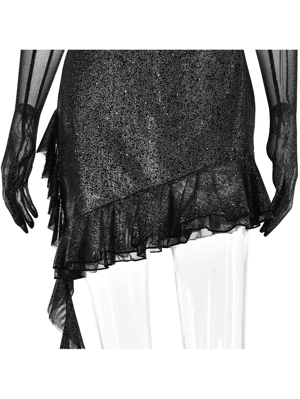 Mesh Silver Strap Tube Top Backless Hip Dress