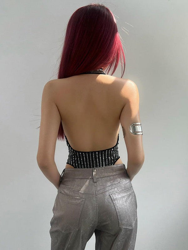 Halterneck Sequined Thin Glittering Bodysuit