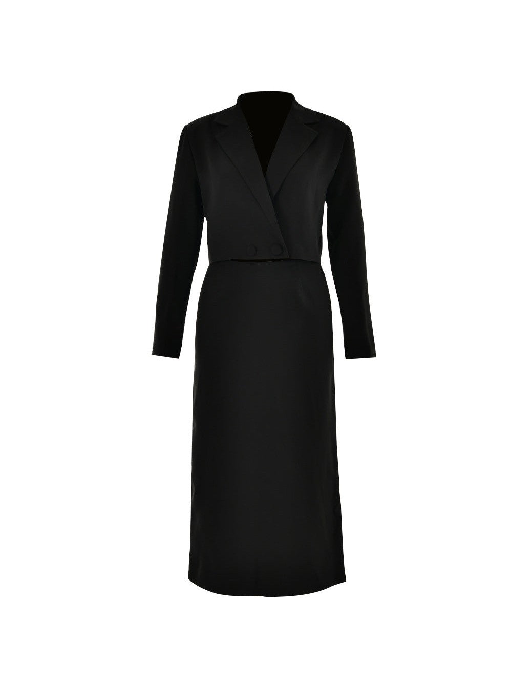 V Neck Short Blazer & Slit Skirt Coord Set