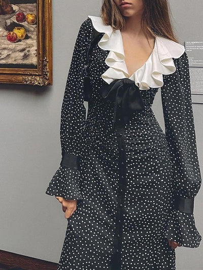 Polka Dot French Floral Hepburn Dress