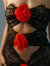 Floral Lace Rose Tube Cutout See through Maxi Dress