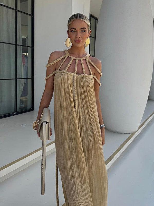 Rope Strapless Halterneck Loose Beach Dress