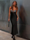 Hollow Out Sequins V Neck Backless Maxi Dress