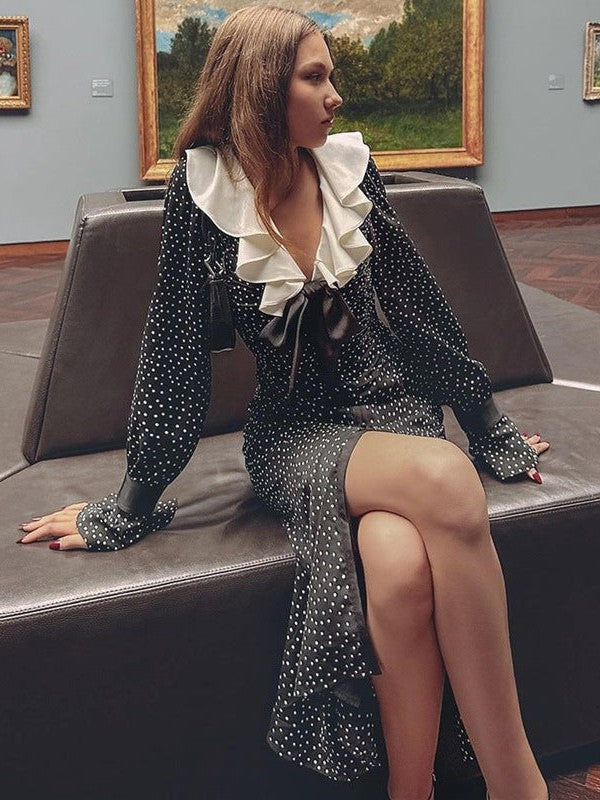 Polka Dot French Floral Hepburn Dress