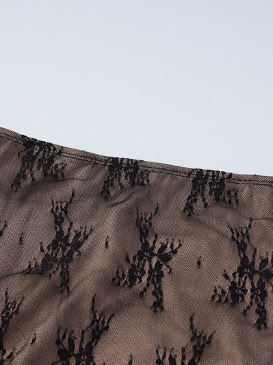 Lace Stitching Wrapped Bandeau Top & Sheath Midi Skirt Coord Set