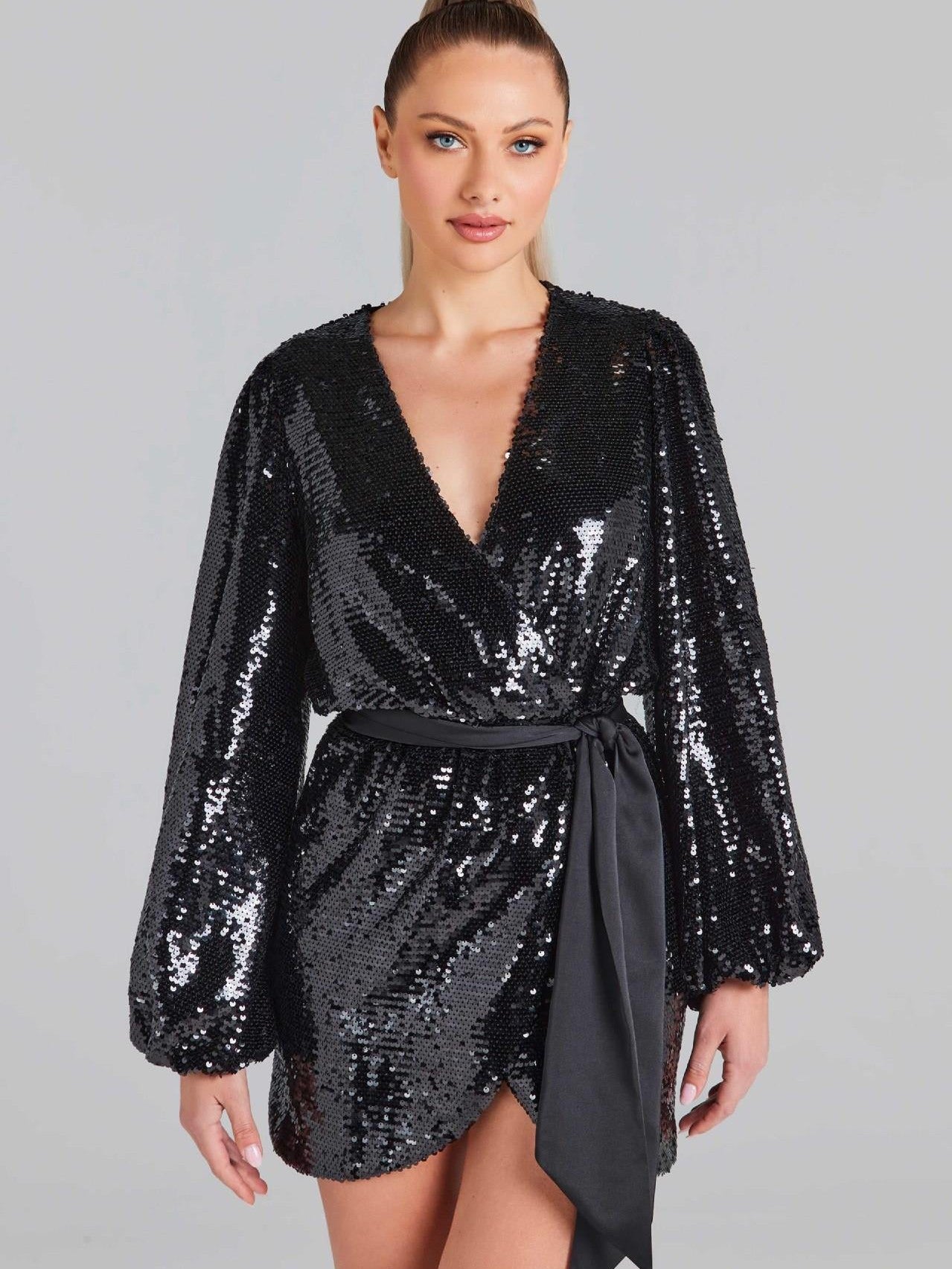 Lace up Sequins Split Irregular Asymmetric Dress