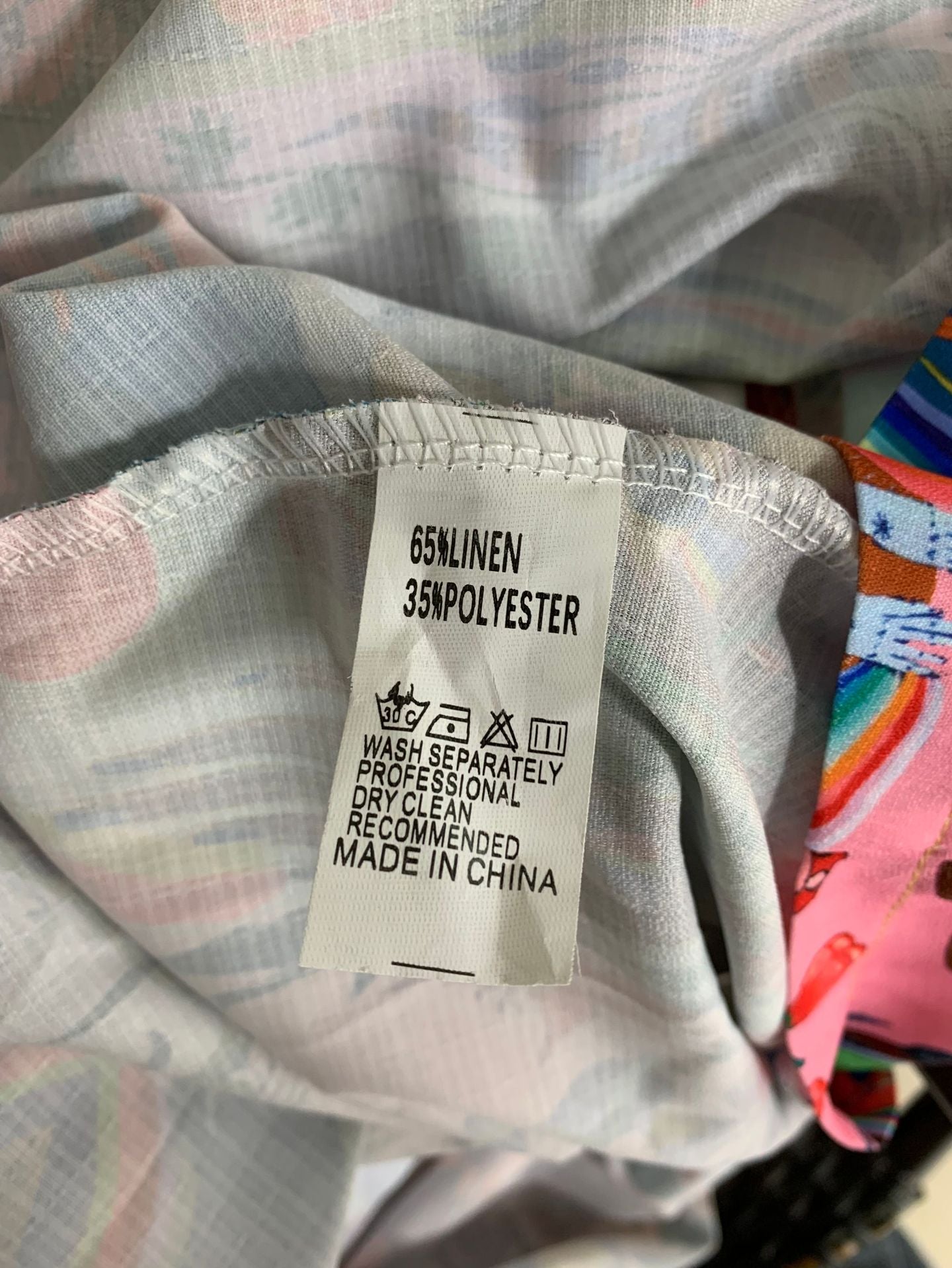 Linen Printed Pullover Short Sleeve V-neck Swing Dress