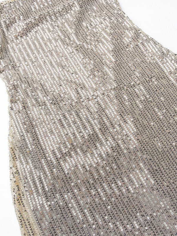Knitted Tube Top Sleeveless Casual Sequin Strap Dress