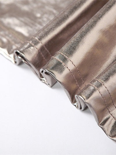 Metallic Suspenders Off the Shoulder Slim Sheath Dress