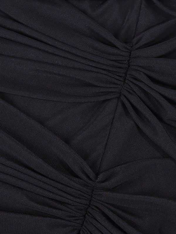 Mesh Hollow Out Cutout Backless See Through High Slit Maxi Dress