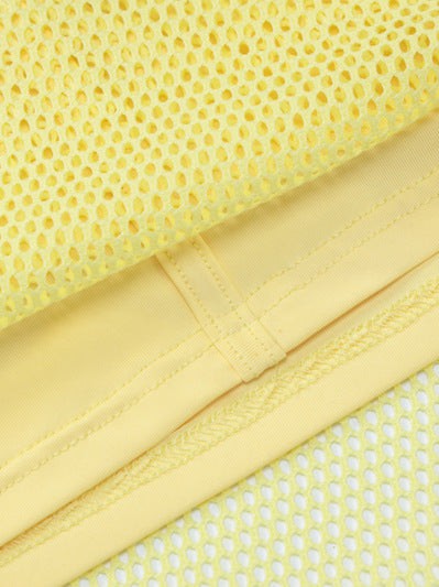 Elli Yellow Mesh Top & Two Piece Skirt Coord Set