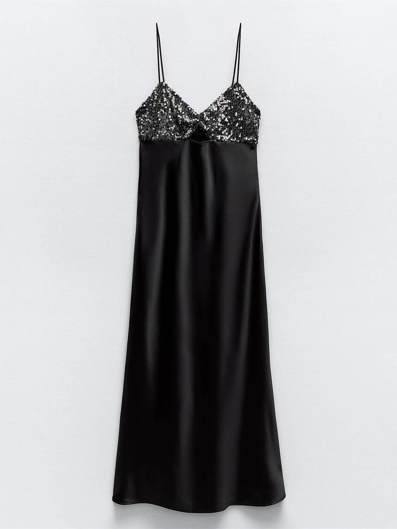 Hollow Out Sequins V Neck Backless Maxi Dress